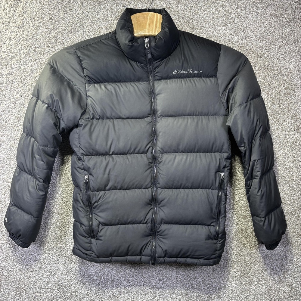 Eddie Bauer Jacket Mens Small Black EB550 Down Puffer Full‎ Zip Outdoor Winter